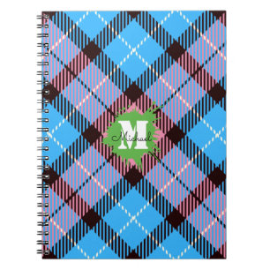 Stilvolles Pink Blaues Tartan Custom Monogramm Sch Notizblock