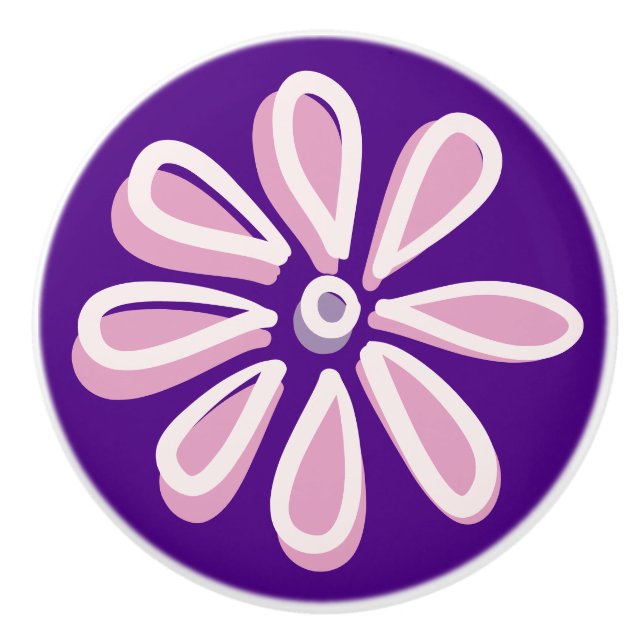 Stilvolles Pink Bloom Doodle Keramikknauf (Vorderseite)