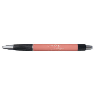 Stilvolles Pink Coral Signature-Schrift-Monogramm Kugelschreiber