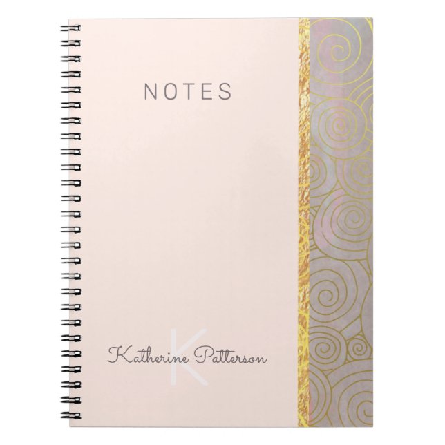 Stilvolles Pink Gold Abstrakte erste Spiral Notebo Notizblock (Vorderseite)