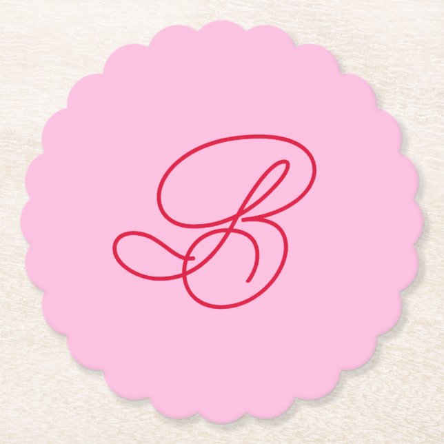 Stilvolles Pink & Rot Monogramm Anfangsbuchstabe R Untersetzer (Vorderseite)