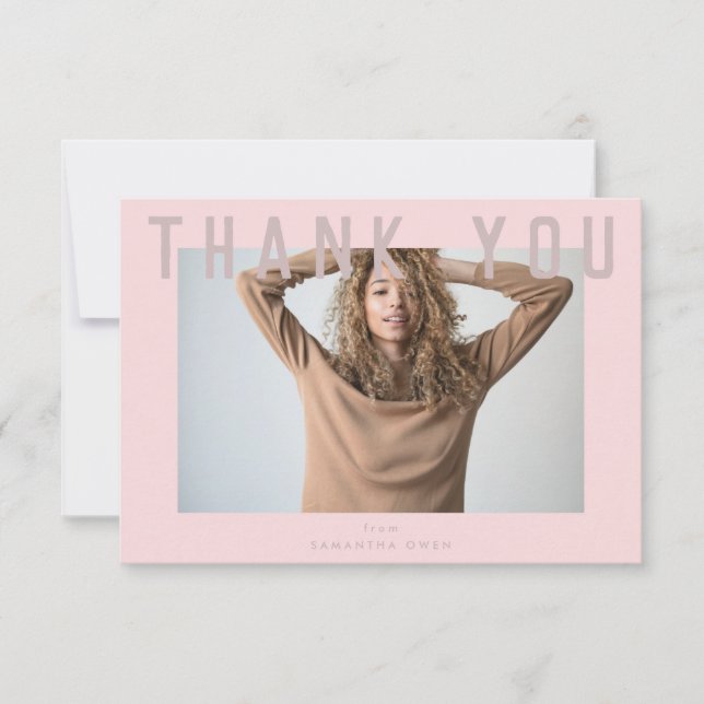 stilvolles pink-schicke Foto Dankeskarte (Vorderseite)