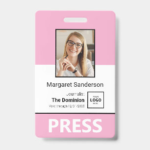 Stilvolles Press-ID-Abzeichen mit Foto und QR-Code Ausweis