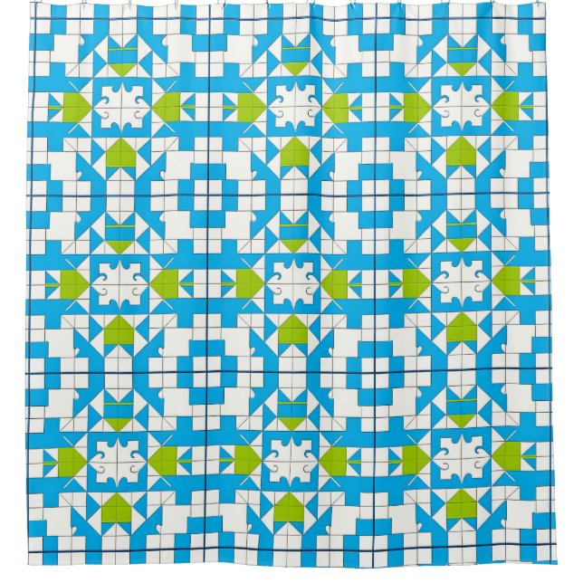 Stilvolles Puzzle Piece Muster Duschvorhang (Vorderseite)