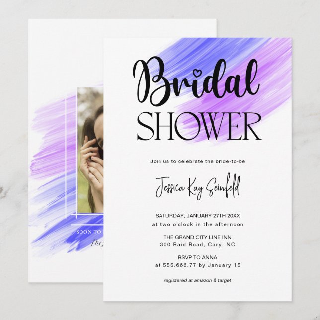 stilvolles Rainbow Brush Strokes Brautparty Einladung (Vorne/Hinten)