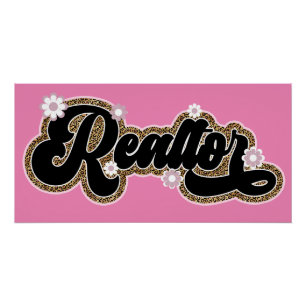 Stilvolles Realtor Girl Glitzer Blumengezwitscher  Poster