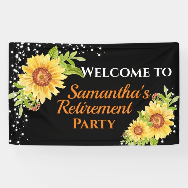Stilvolles Retirement Party Blumenblume Banner (Horizontal)