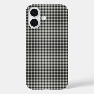 Stilvolles Retro Black and Gray Gingham Kariertes iPhone 16 Hülle