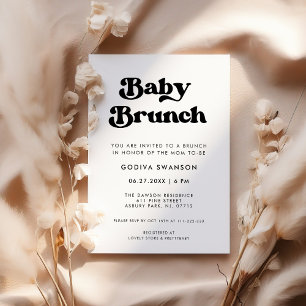 Stilvolles Retro Black & White Baby Brunch Einladung