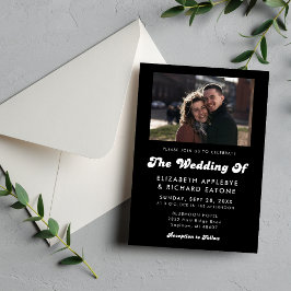 Stilvolles Retro Black & White Wedding Foto Einladung