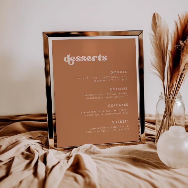 Stilvolles Retro-Braun-Zucker Hochzeit Dessert-Bar Poster (Von Creator hochgeladen)