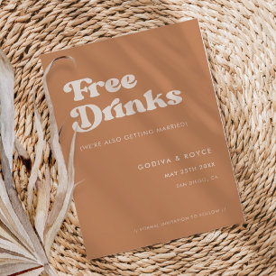 Stilvolles Retro Brauner Zucker - Freie Getränke Save The Date