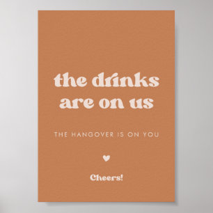 Stilvolles Retro-Brauner-Zucker-Hochzeits-Open-Bar Poster