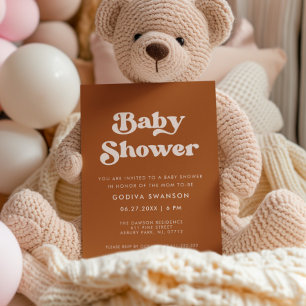 Stilvolles Retro Burnt Orange Baby Shower Einladung