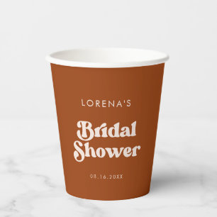 Stilvolles Retro Burnt Orange Brautparty Pappbecher