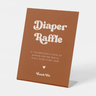 Stilvolles Retro Burnt Orange Diaper Raffle Sockelschild