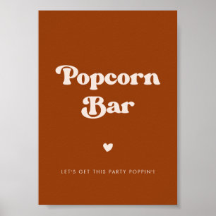 Stilvolles Retro Burnt Orange Popcorn Bar Poster