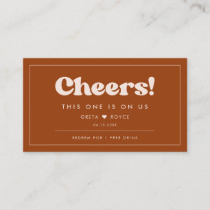 Stilvolles Retro Burnt Orange Wedding Drink Ticket
