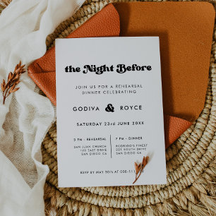 Stilvolles Retro Die Nacht vor der Hochzeitsprobe Einladung