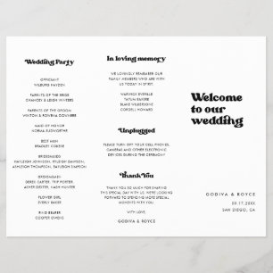 Stilvolles Retro-Dreifach-Hochzeitsprogramm Flyer