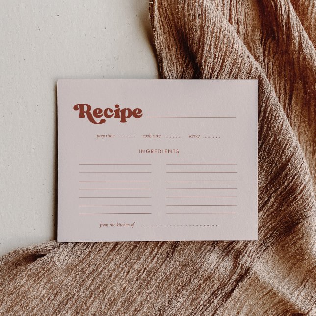 Stilvolles Retro Peach pink Brautparty Rezept Kart (Von Creator hochgeladen)