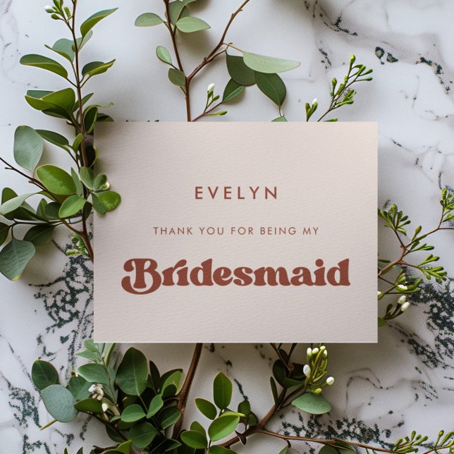 Stilvolles Retro Peach Pink Bridesmaid vielen Dank Einladung (Von Creator hochgeladen)