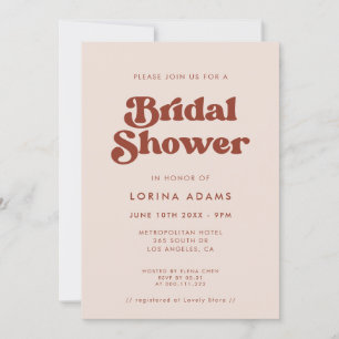 Stilvolles Retro Peach Pink Foto Brautparty Einladung