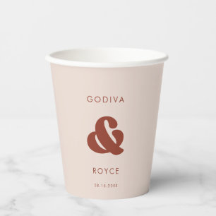 Stilvolles Retro Peach Pink Wedding Pappbecher
