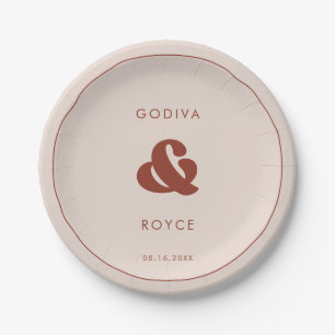 Stilvolles Retro Peach Pink Wedding Pappteller