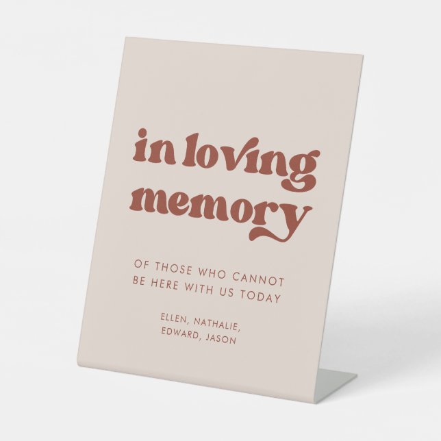 Stilvolles Retro Pfirsichrosa Hochzeit in liebevol Sockelschild (Vorderseite)