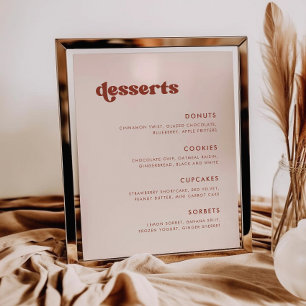 Stilvolles Retro-Pfirsichrosa-Hochzeits-Dessertbar Poster