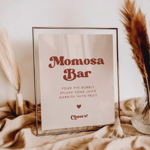 Stilvolles Retro-Pfirsichrosa-Momosa-Bar-Schild Poster