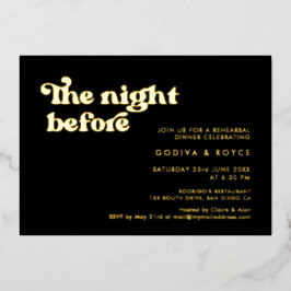 Stilvolles Retro schwarz & gold Die Nacht davor Folieneinladung