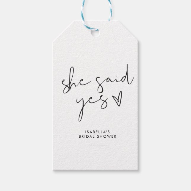 Stilvolles Retro-Schwarz-Weiß-Brautparty Geschenkanhänger (Vorderseite)