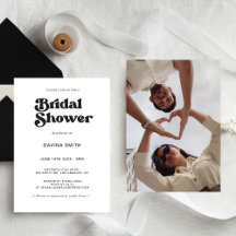 Stilvolles Retro-Schwarz-Weiß-Brautparty Invitati