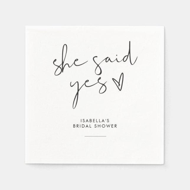 Stilvolles Retro-Schwarz-Weiß-Brautparty Serviette (Vorderseite)