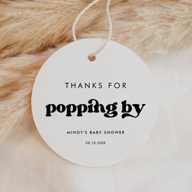 Stilvolles Retro schwarz & weiß Danke für das Popp Geschenkanhänger (Von Creator hochgeladen)