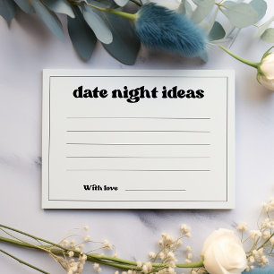 Stilvolles Retro Schwarz & Weiß Date Night Ideas Begleitkarte