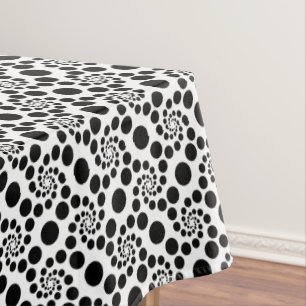 Stilvolles Retro Schwarz & Weiß Dot Swirl Muster Tischdecke