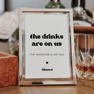 Stilvolles Retro-Schwarz-Weiß-Hochzeit Open Bar si Poster