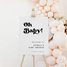 Stilvolles Retro-Schwarz-Weiß-Oh-Baby-Schild