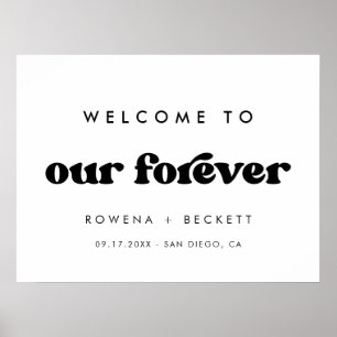 Stilvolles Retro Schwarz & Weiß Willkommen in unse Poster