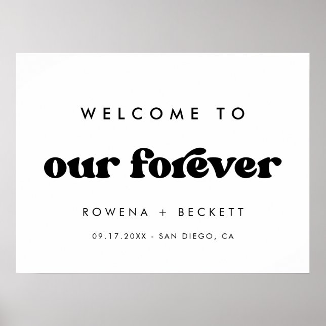 Stilvolles Retro Schwarz & Weiß Willkommen in unse Poster (Vorne)