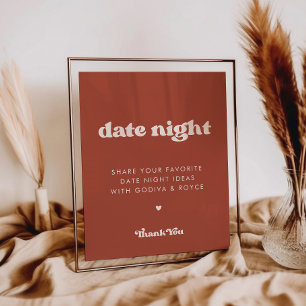 Stilvolles Retro Terracotta Date night ideas sign Poster