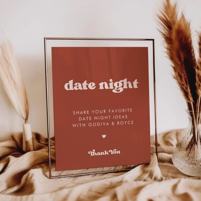 Stilvolles Retro Terracotta Date night ideas sign Poster (Von Creator hochgeladen)