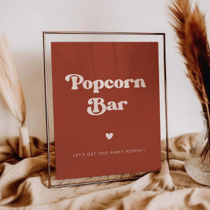 Stilvolles Retro Terracotta Popcorn Bar Poster