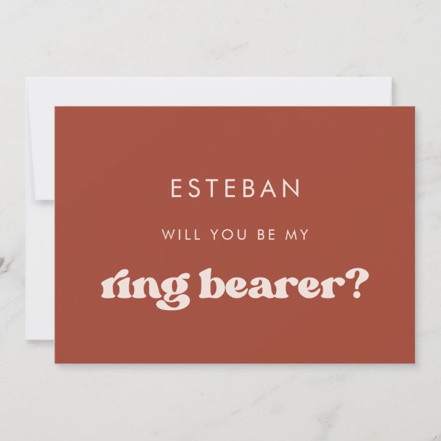 Stilvolles Retro Terracotta Ring Trägerkarte Einladung (Vorderseite)