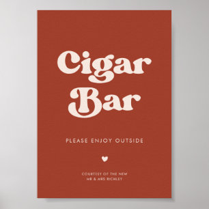 Stilvolles Retro Terracotta Wedding Cigar Bar Poster
