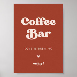 Stilvolles Retro Terracotta Wedding Coffee Bar sig Poster
