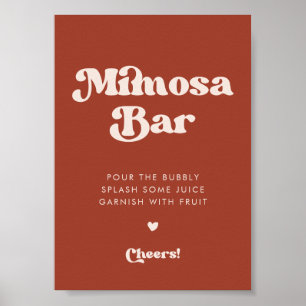 Stilvolles Retro Terracotta Wedding Mimosa Bar Poster